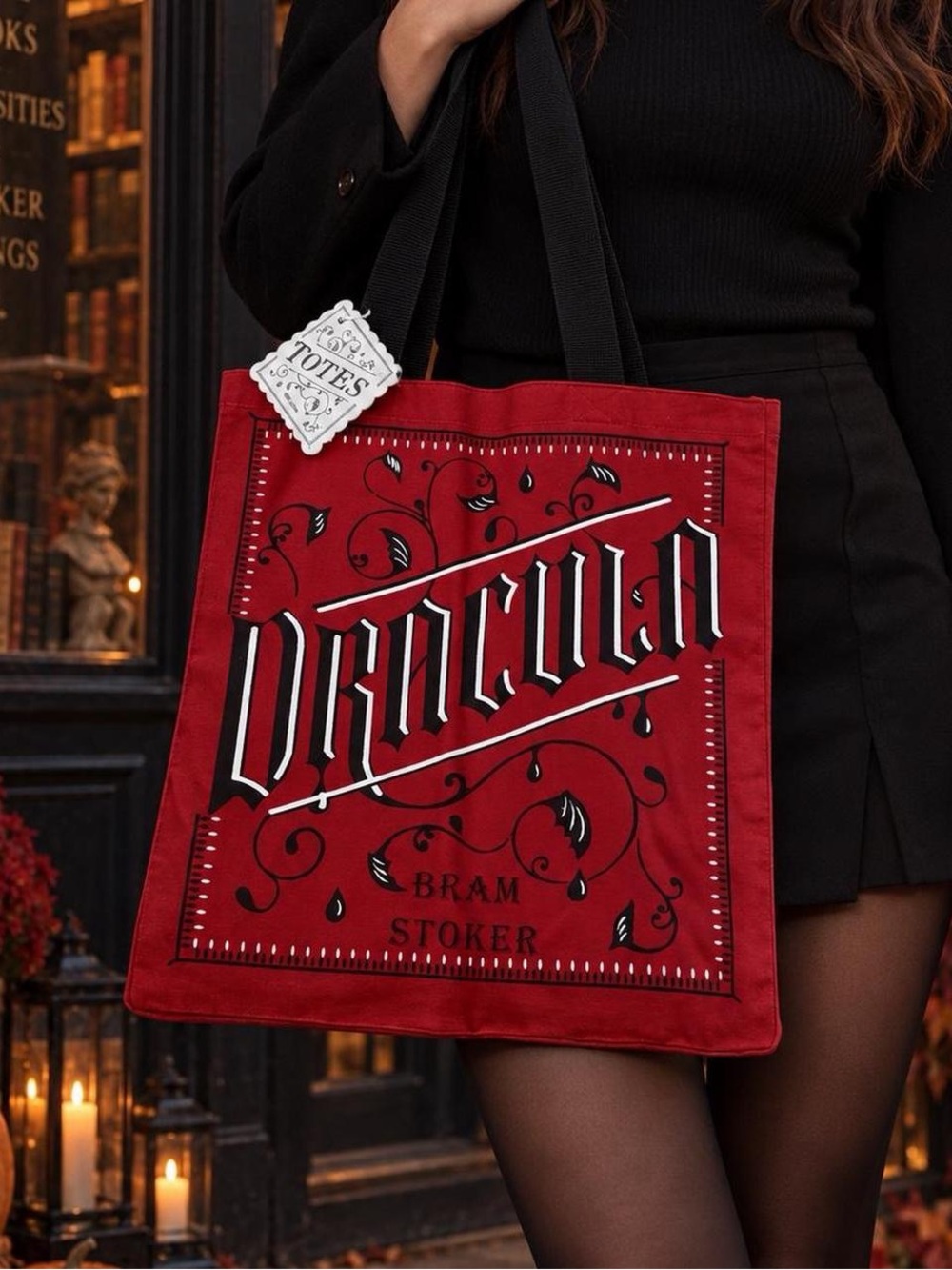 Bram Stoker Dracula Red Gothic Halloween Tote Bag